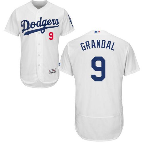 Dodgers #9 Yasmani Grandal White Flexbase Authentic Collection Stitched MLB Jersey